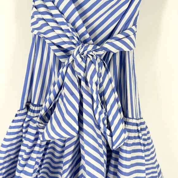 Silvia Tcherassi Allerona Striped Tiered Tie Waist Midi Dress in Celeste Stripes - Picture 6 of 10